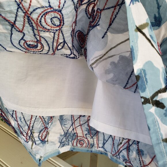 EUC AXYEH gorgeous well-made white / blue floral lined (S) - Picture 4 of 7